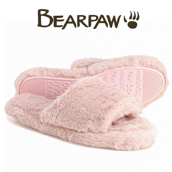 NWT Bearpaw Maxine Cozy Faux Fur One Band Sandal Slippers - Picture 1 of 8